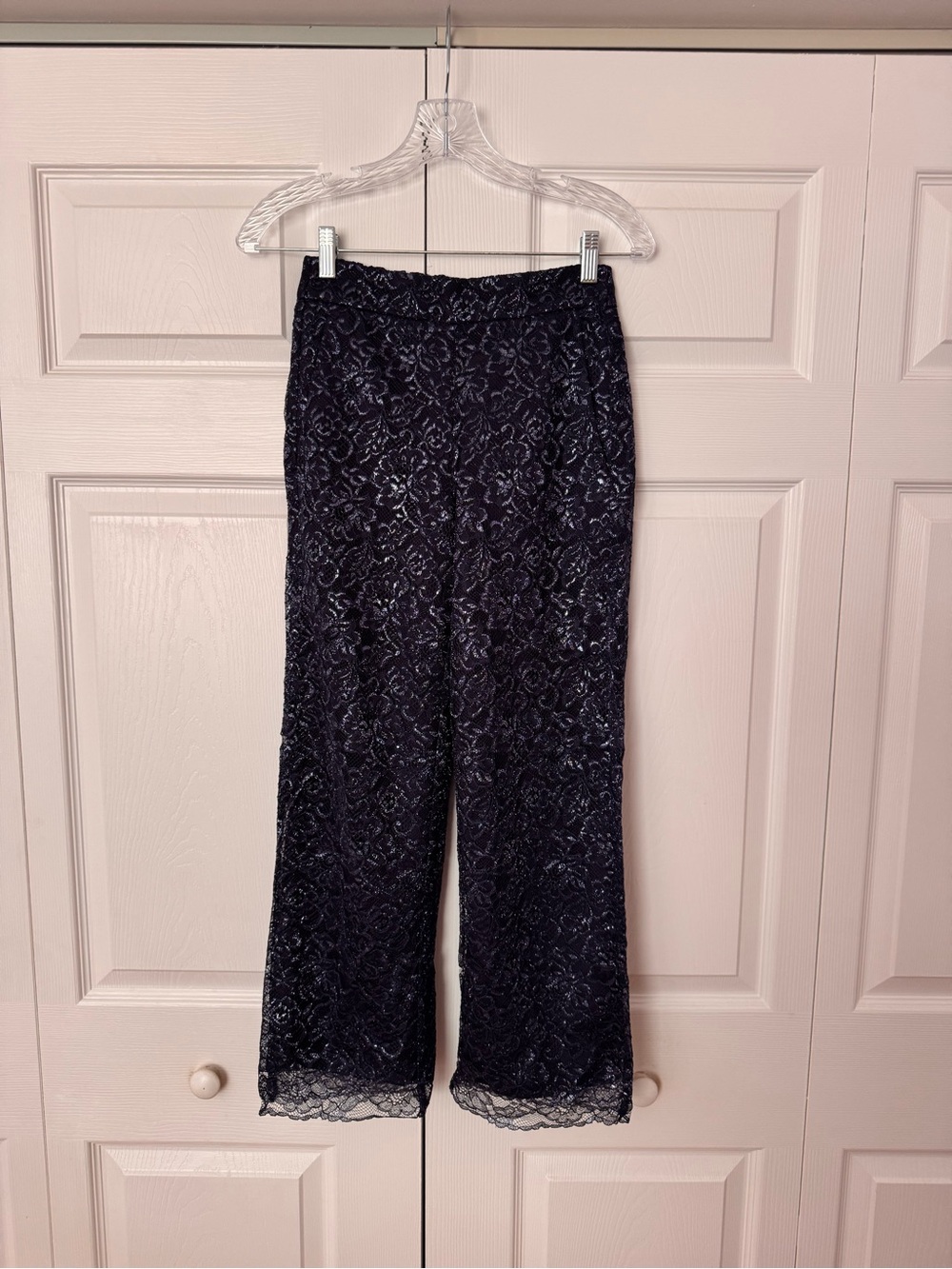 J Crew Elegant Women's Black Lace Wide-Leg Pants
